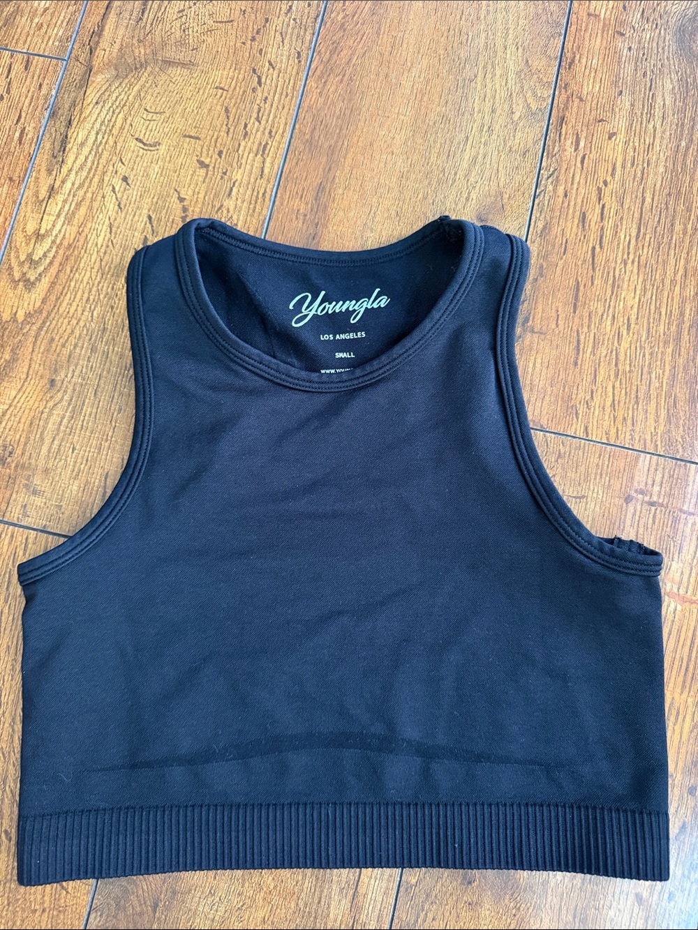 YoungLA Black Ribbed Crop Tank